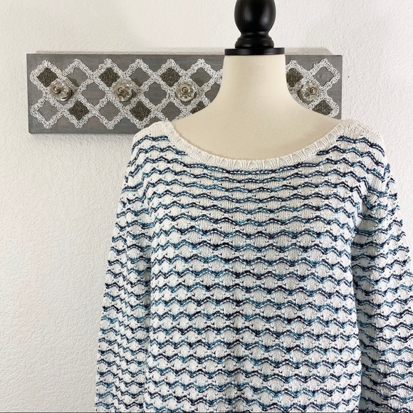 Chunky Knit Sweater Metallic Stripe, XL - Picture 2 of 9